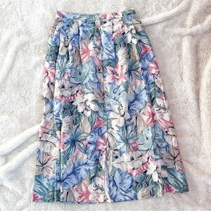 Alfred Dunner Vintage 80s Tropical Floral in Pink Blue Green Cream
